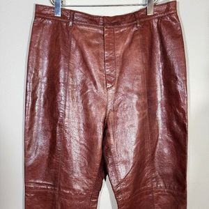 (EUC) COMPANY by ELLEN TRACY Brown Smooth Leather Pants
